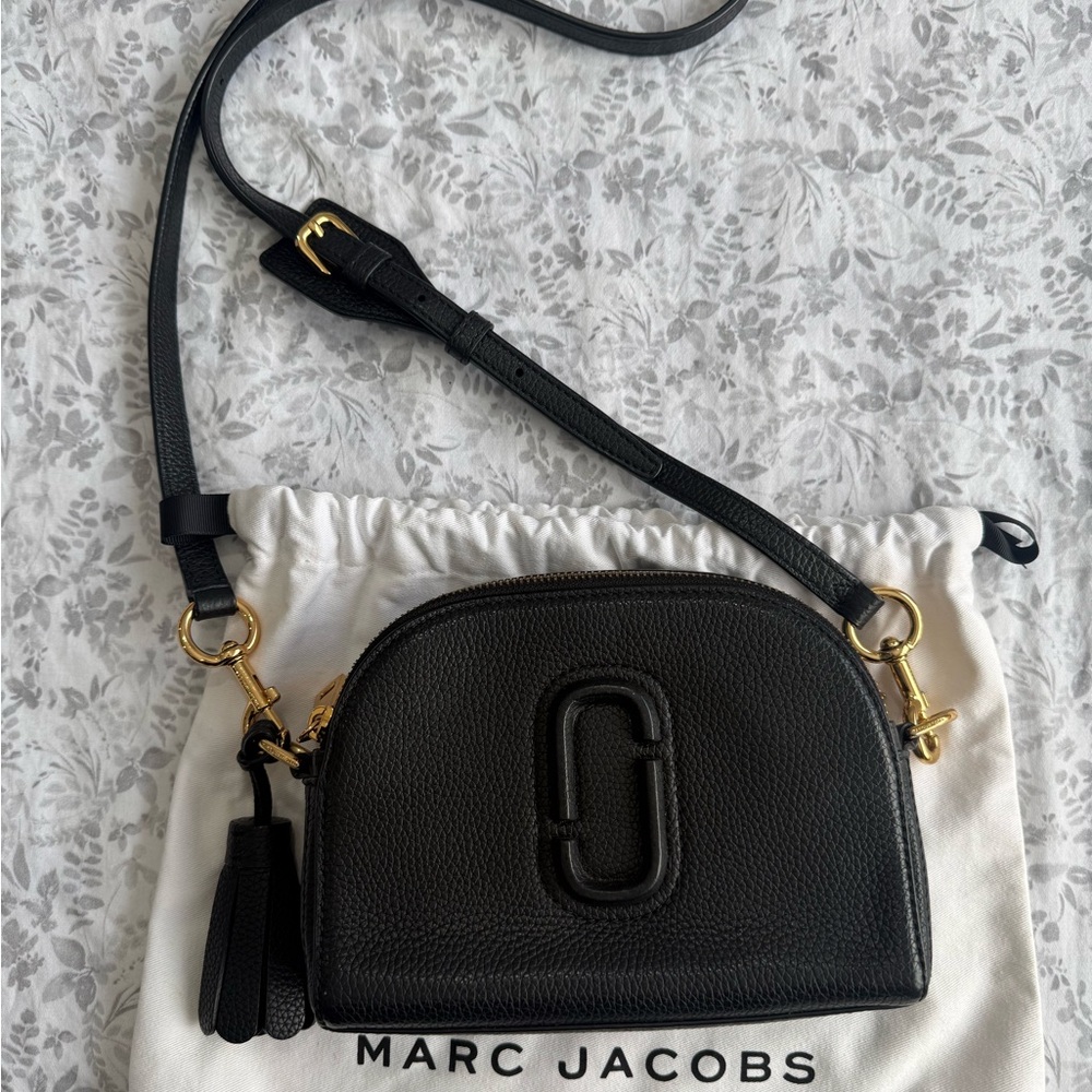 Marc Jacobs Black Crossbody Bag with Gold Accents
